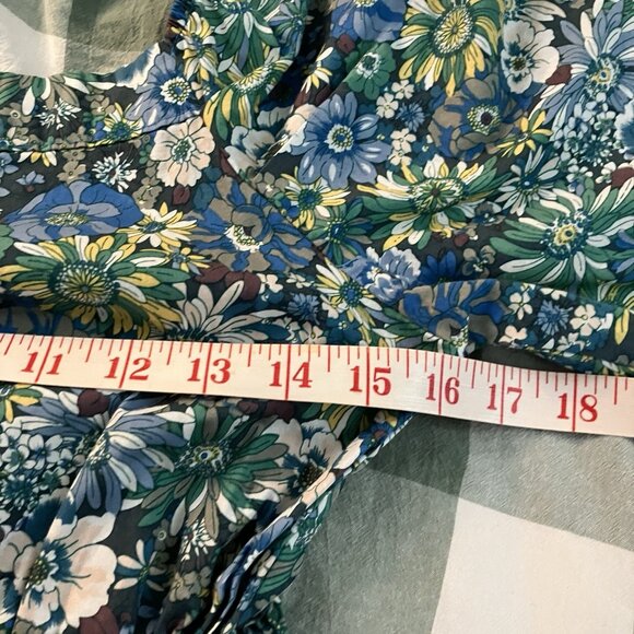 Homemade Floral Midi Dress Womens Cottagecore Prairie Tiered Blue Hyacinth - Picture 4 of 8